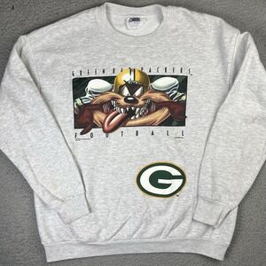 Vintage 1997 Green Bay Packers Taz Crewneck Sweatshirt Looney Tunes USA MADE XL